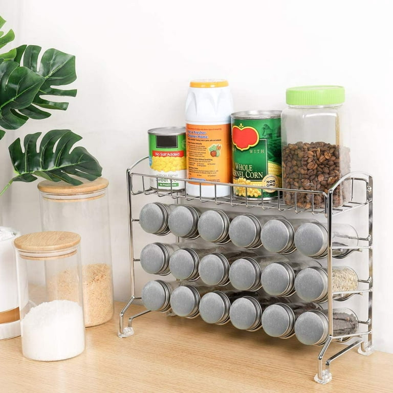 NEX Spice Rack Stand with 18 Empty Jars Labels and Basket Chrome Walmart