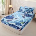 thumbnail image 2 of Manfei Cartoon Sea Turtle Zipper Full Size Comforter Sets with Fitted Sheet and 2 Pillowcases,Cute Ocean Animal Zipper Bedding Set,Blue,Nary Blue Reversible,4pcs, 2 of 8