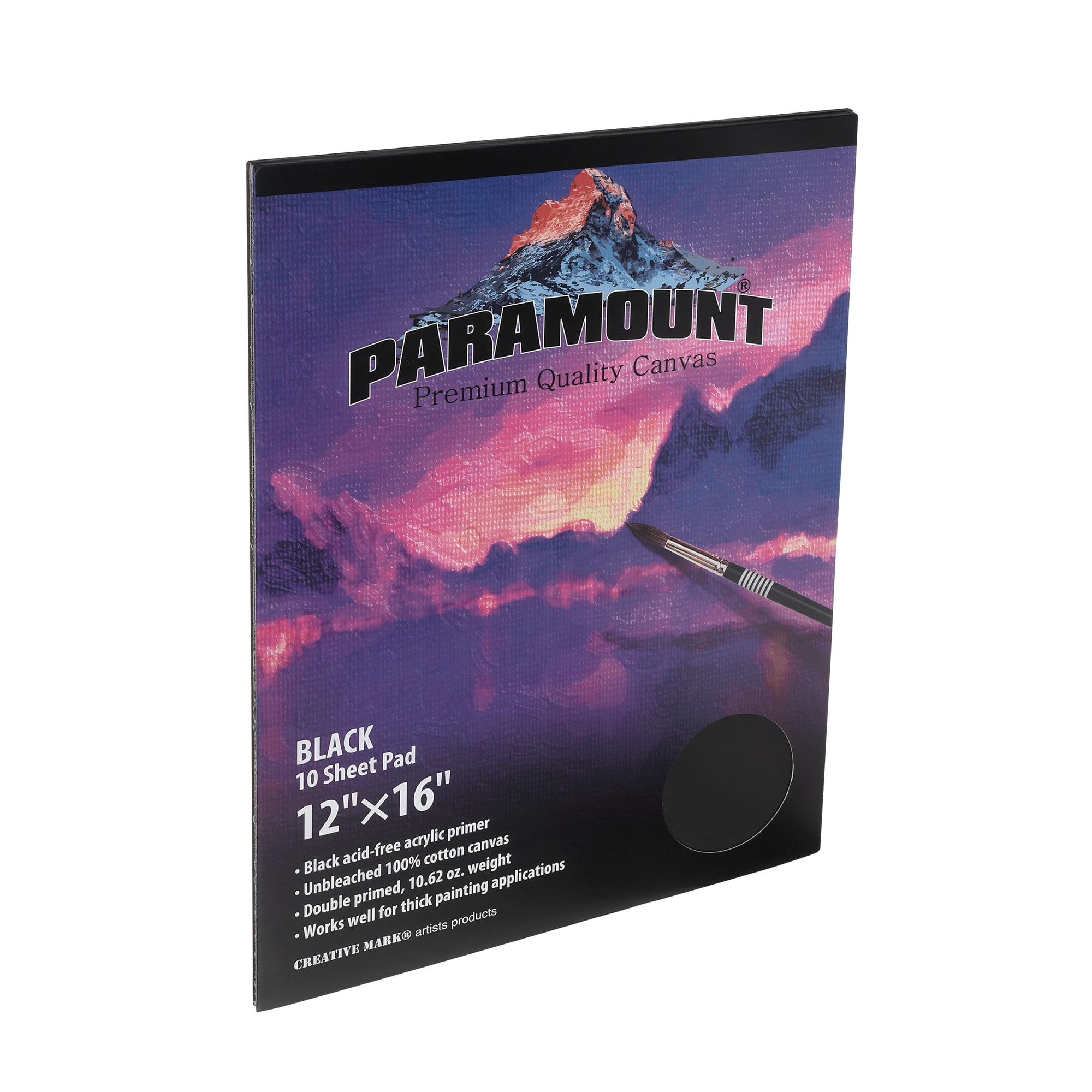 Paramount Universal Primed Premium Cotton Black Canvas Pads - Black - Multi10 Sheets - Universal Double Primed Cotton Canvas Pads for Students, Drawing, Painting, Travel, & More