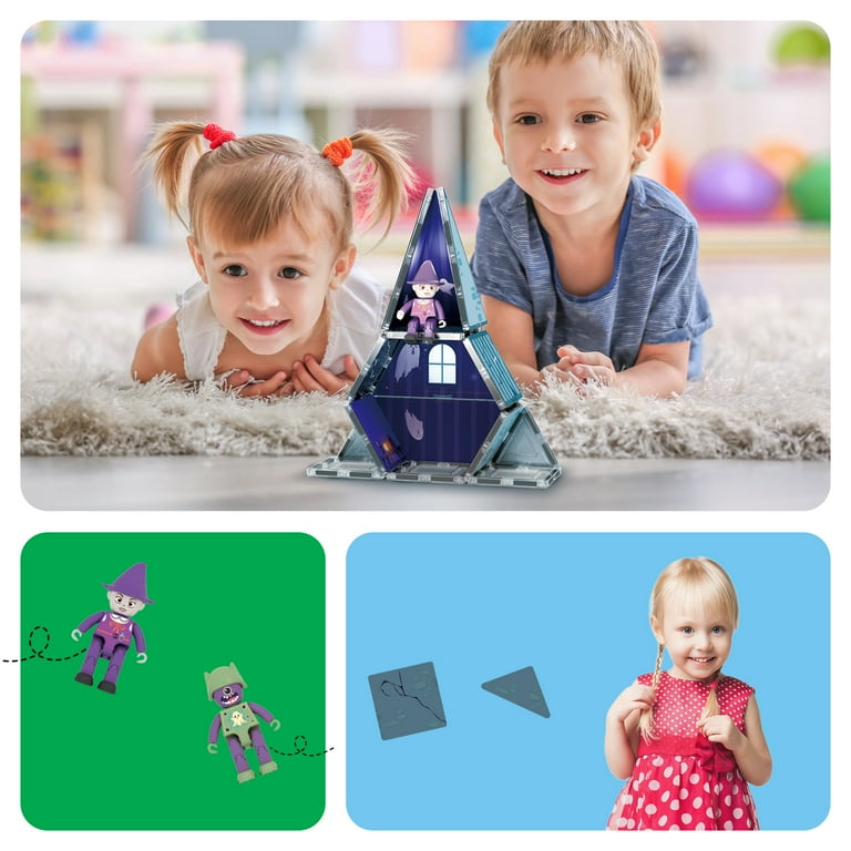 PicassoTiles 57 PC Haunted House Themed Magnetic Building Blocks