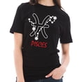 thumbnail image 3 of Oversized Zodiac Pisces Sign Graphic Design Short Sleeve Cotton Jersey T-Shirt - Black XL, 3 of 4