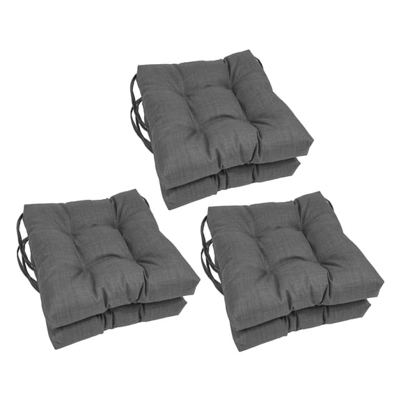 Blazing Needles 16-inch Solid Square Tufted Outdoor Chair Cushion, 16 x 16, Cool Gray 6 Count