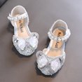 thumbnail image 4 of Aayomet Fashion Spring And Summer Girls Sandals Dress Performance Dance Shoes Mesh Rhinestone Bow Hook Girls Jelly Shoes Size 12,Silver 9.5, 4 of 5