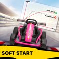 thumbnail image 5 of Qaba 24V 8.1 MPH Electric Go Kart for Kids, 7AH Battery Powered Drift Kart with Dual Motors, Soft Start, Safety Belt for Kids 8-12 Years, Pink, 5 of 9