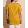 thumbnail image 5 of FOLUNSI Women's Plus Size Tops Casual Keyhole Round Neck Pleated Puff Sleeve Blouse m-4x, 5 of 6