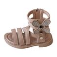 thumbnail image 6 of Dakaela Girls Sandals Cute Open Toe Strappy Gladiator Summer Sandal Kids Toddler Flower Dress Shoes Pink, 6 of 7