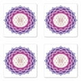 thumbnail image 1 of Lotus Coaster Set of 4, Geometry Yantra Mandala Triangle Yoga Illustration, Square Hardboard Gloss Coasters, Standard Size, Fuchsia Purple, by Ambesonne, 1 of 2