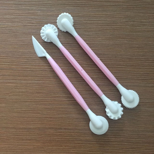 3pcs Fondant Cake Decorating Modelling Tools Flower Decoration Pastry Tools; Fondant Modelling Carving Pen