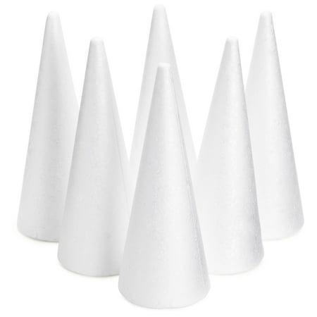 6 Pack Foam Cones for Crafts  DIY Art Projects  Handmade Gnomes  Trees  Holiday Decorations (3.8 x 9.5 in)