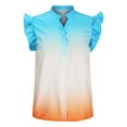 thumbnail image 4 of Pompotops Cardigan Imprimé Décontracté pour Femme, Col Montant, Volants, Manches Courtes, Boutons, Blouse, Hauts, T-Shirt, Liquidation, 4 of 6