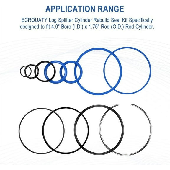 Hydraulic Log splitter cylinder rebuild seal kit for 4.0"Bore x 1.75" Rod cylinde