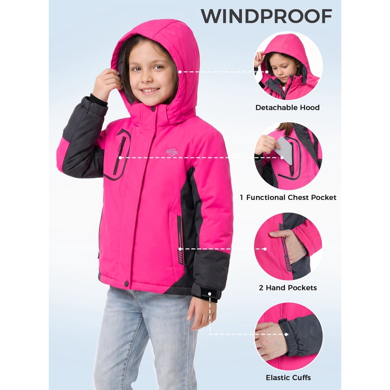 Wantdo Girl's Waterproof Hooded Ski Jacket in Rosy photo 5