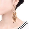 thumbnail image 4 of Women's Feather Earrings Bohemian Fringe Tassel Long Drop Dangle Earrings Set with Design for Women, 4 of 5