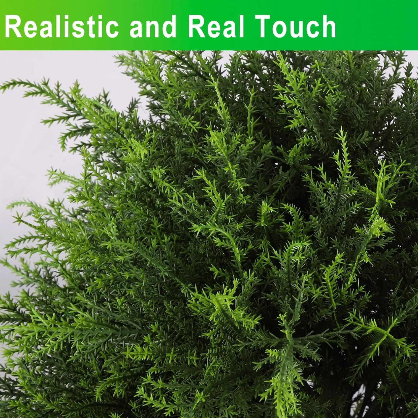 UV Resistant Artificial Cedar Topiary Ball Tree 25 Inch Fake Plants with Ground Spike Shrub Potted Artificial Plant for Outdoor Indoor Front Porch Garden
