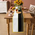 thumbnail image 2 of Modern Black Gold Table Runner - 70 Inch Long Minimalist Geometric Yellow Striped Cotton and Linen Blended Dress Scarves Farmhouse Table Runner for Kitchen Dining, Coffee Table, 13" x 70", 2 of 8