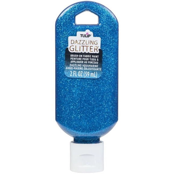 Tulip Dazzling Glitter Brush-On Fabric Paint 2oz-Aquamarine