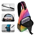 thumbnail image 4 of Full Print Chest Bag 8×15in Outer Large Bag On Both Sides Of Mesh Bag Inside Pocket Design Sponge Pad Shoulder Strap DarkOrchid Tie Dye Background Rainbow Colors (2), 4 of 8
