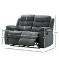 thumbnail image 6 of AC Pacific Jim Contemporary Polyester Fabric Dual Reclining Loveseat with Lumbar Massage, Gray, 6 of 9