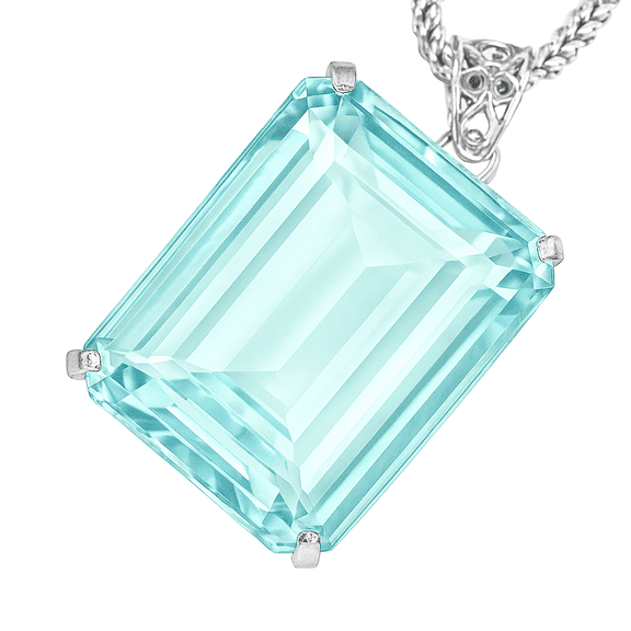 106.05 Carat Blue Aquamarine Pendant Gemstone Lab Grown Certified Emerald Cut