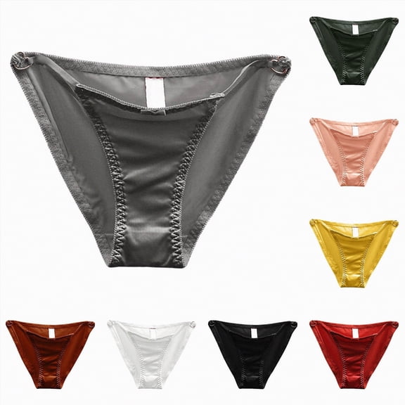 vigerkar Women's Seamless Underwear Sexy Satin Cheeky No Show Panties High Cut Stretch Bikini Breathable Ladies Hipster (Black, M)