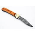 thumbnail image 5 of Olive Wood Handle Damascus Lever Lock Knife, 5 of 5
