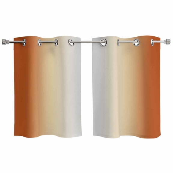 Burnt Orange Ombre Kitchen Curtains Window Panels, Modern Grey Gradient Farmhouse Art Insulated Window Treatment Curtain, Grommet Curtains for Bedroom/Living Room/Bathroom, 2 Piece 27.5"Wx39"L