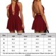 thumbnail image 2 of Vestido Corto Vestido sin espalda de dama Halter Cuello en V profundo Sexy sin mangas con cordones Vestidos de noche Ygjytge Vino Tinto L para Mujer, 2 of 6