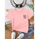 thumbnail image 1 of Camiseta informal de manga corta con cuello redondo y estampado de albaricoque para niña preadolescente, top de verano, 1 of 5