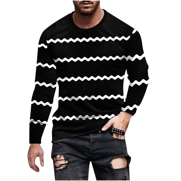 Blusas y camisas de manga larga con cuello redondo para hombre, blusa informal de moda con estampado de cuello redondo y manga larga, blusa estampada para hombre, blusa de poliéster