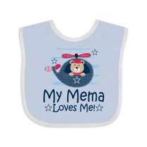 Inktastic Mema Loves Me Grandson Bear Boys Baby Bib