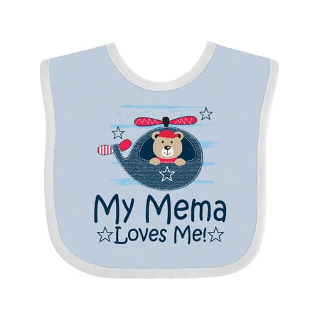 

Inktastic Mema Loves Me Grandson Bear Boys Baby Bib