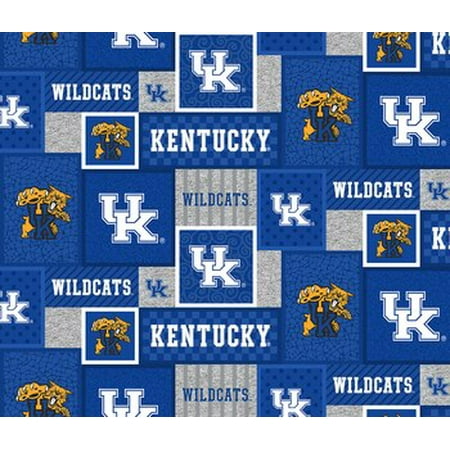 Kentucky Wildcats Fabric - University of Kentucky Fleece Fabric with College Patch Design-Sold by the yard