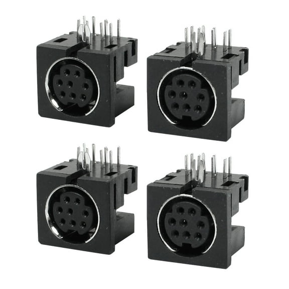 Unique Bargains 4pcs PCB Mounting Female DIN 8 Pin S-video Sockets Connectors
