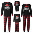 thumbnail image 2 of Christmas Family Pajamas Matching Set Hat Printed Pull on Top Plaid Pants Matching PJS Set, 2 of 7