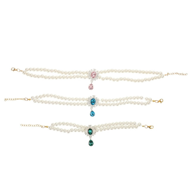 USHOBE 3PCS Cat Necklace Assorted Color Luxury Style Collar Jewelry For Small Animals Parties