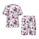 thumbnail image 1 of Balery Violets Flowers Conjunto de Pijama Infantil de Manga Corta con Estampado – Ropa de Dormir de Algodón Suave-Large, 1 of 6