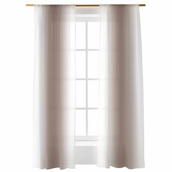 Sheer Curtains 96 inches Long, White Brown Gradient Modern Art Ombre Light Filtering Sheer Window Curtains Rod Pocket Voile Drapes for Bedroom Living Room, 52"W x 96"L 2 Panels