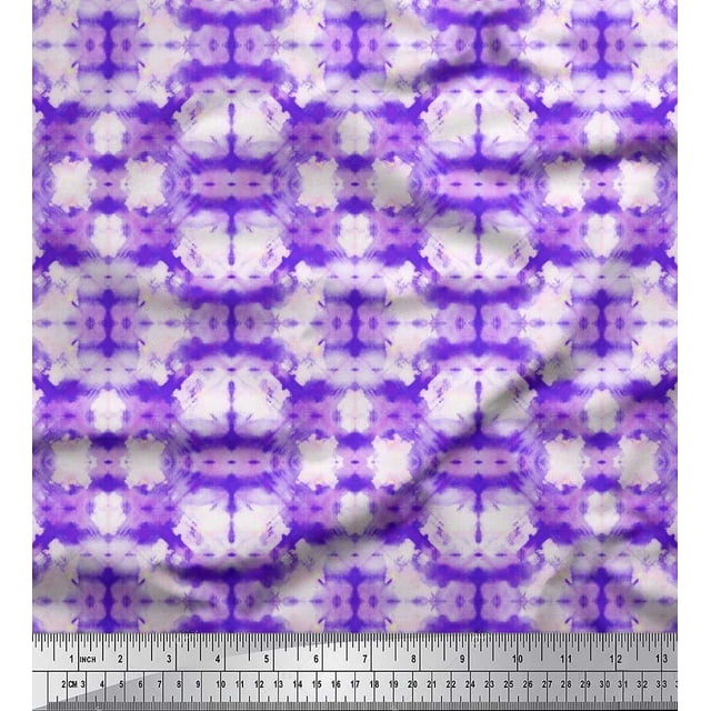 Soimoi Poly Georgette Fabric Geometric Tie-Dye Fabric Prints By Yard 52 Inch Wide