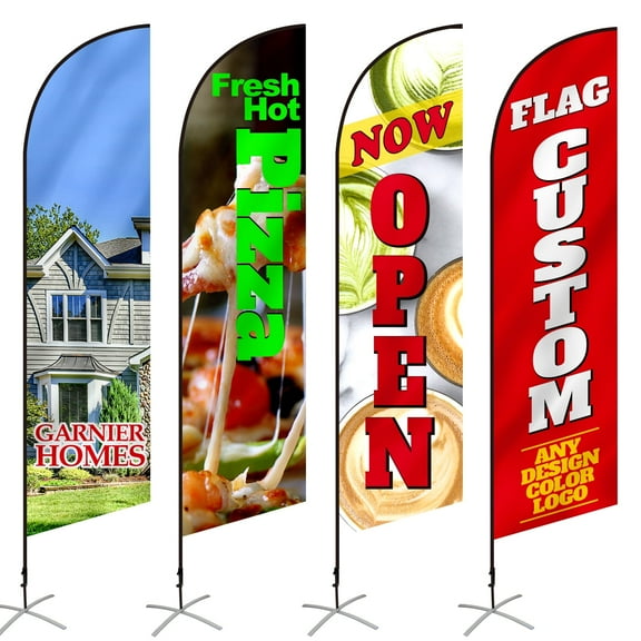 Anley Custom Feather Flag 2 X 6.5 Ft Single Sided - Print Your Own Logo/Design/Words - Indoor & Outdoor Commercial Advertising Banners Flags (Flag ONLY)