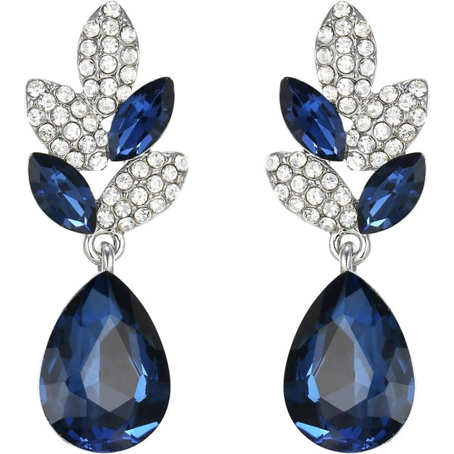 Aretes Cristal Rhinestone Lágrima Hoja Pendiente Colgante para Fiesta Boda