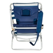 Ostrich The Deluxe 3N1 Lightweight Outdoor Beach Lounge Chair w/Footrest, Blue Stripe