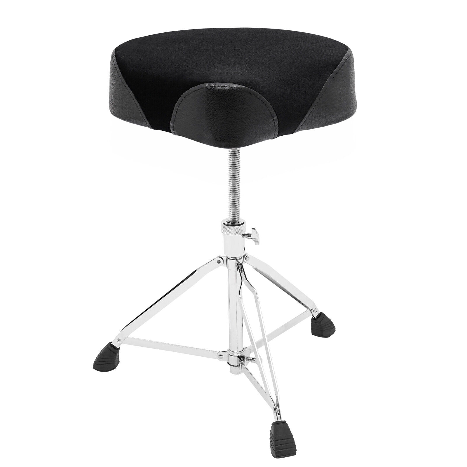 Black+Silver Adjustable Drum Stool, Foldable and Portable Drum Chair Seat, iron Frame, PU Seat Padded Drum Seat