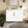 thumbnail image 2 of Euroco 30-Inch Wall-Mounted Bathroom Vanity with Glossy Ceramic Sink, Dual Soft-Close Doors, and Adjustable Shelf,, 2 of 9