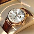 thumbnail image 3 of Reloj de lujo para hombre, resistente al agua, de cuarzo, de cuero, regalo para hombre, 3 of 5