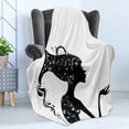 thumbnail image 4 of Zodiac Aquarius Soft Flannel Fleece Throw Blanket, Dressed Woman with Astrology, Cozy Plush for Indoor and Outdoor Use, 50" x 70", Black White, by Ambesonne, 4 of 5