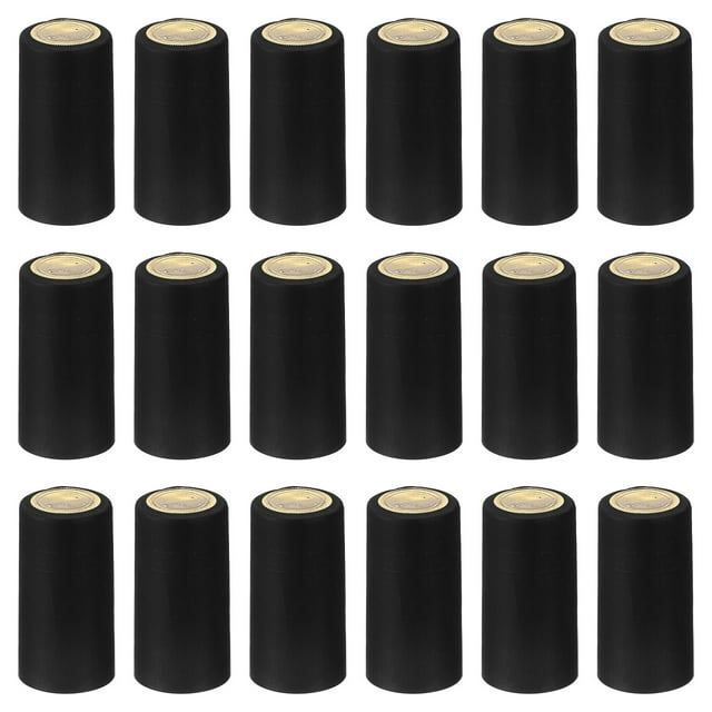 Unique Bargains Bouchon Rétractable en PVC avec Languette de Déchirure pour Bouteille de Vin, 120 Pcs 30x60mm Couvercle Rétractable Noir