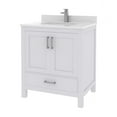 thumbnail image 3 of Ayna Decors Rooh 30 in White Bathroom Vanity Set with White Quartz Countertop | Ceramic Sink | 2 Soft Closing Doors | 1 Full Extention Soft Close Drawer | Brushed Nickel Hardware | AVR30WH3002, 3 of 10