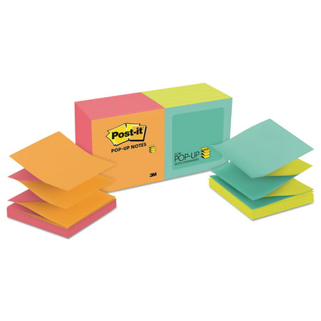Post-it Pop-up Notes Original Pop-up Refill, Alternating Cape Town Colors, 3 x 3, 100-Sheet, 12/Pack