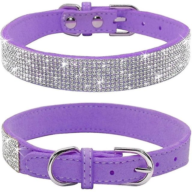 Collar de perro con diamantes de imitación, lindo y deslumbrante cuero de gamuza suave, collar de diamantes de imitación para perro y gato(xs, negro)