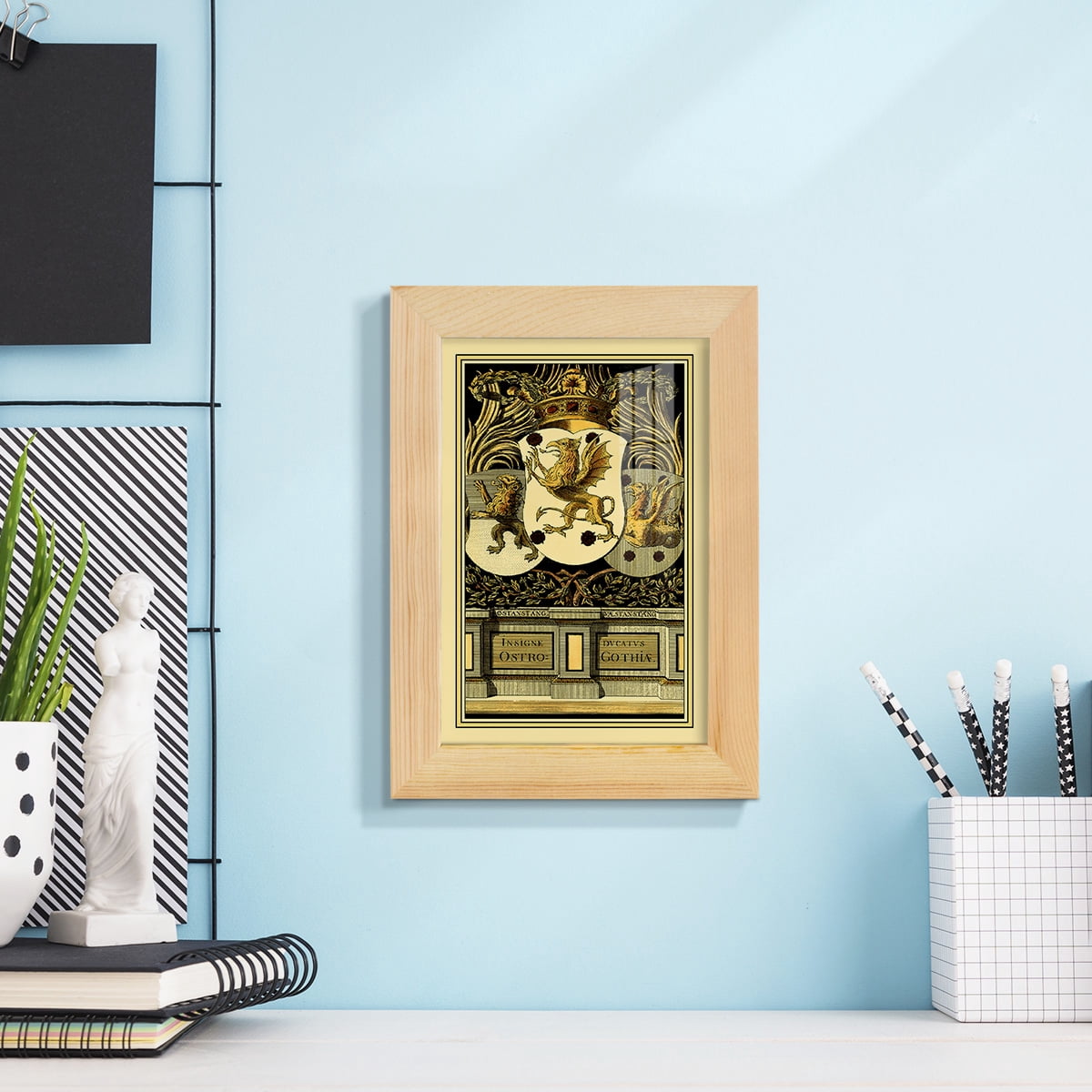 Family Crest II -Framed Print w/glass-Natural Wood